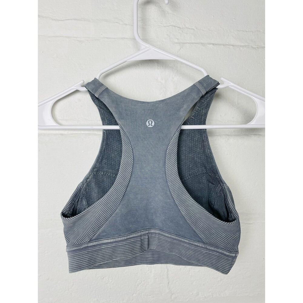 Lululemon Light Blue High Neck Racerback Longline Ribbed Hem Sports Bra Size 4